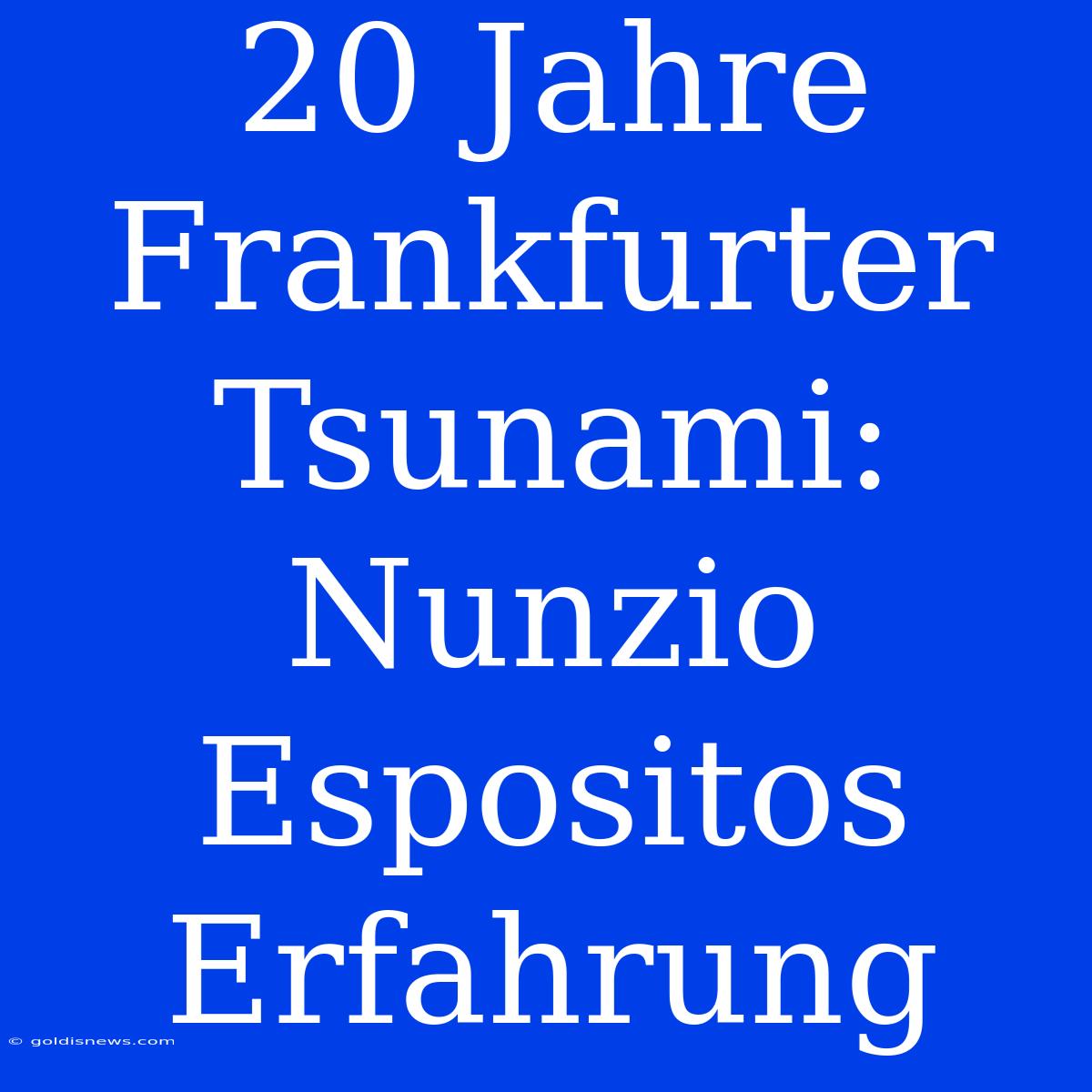 20 Jahre Frankfurter Tsunami: Nunzio Espositos Erfahrung