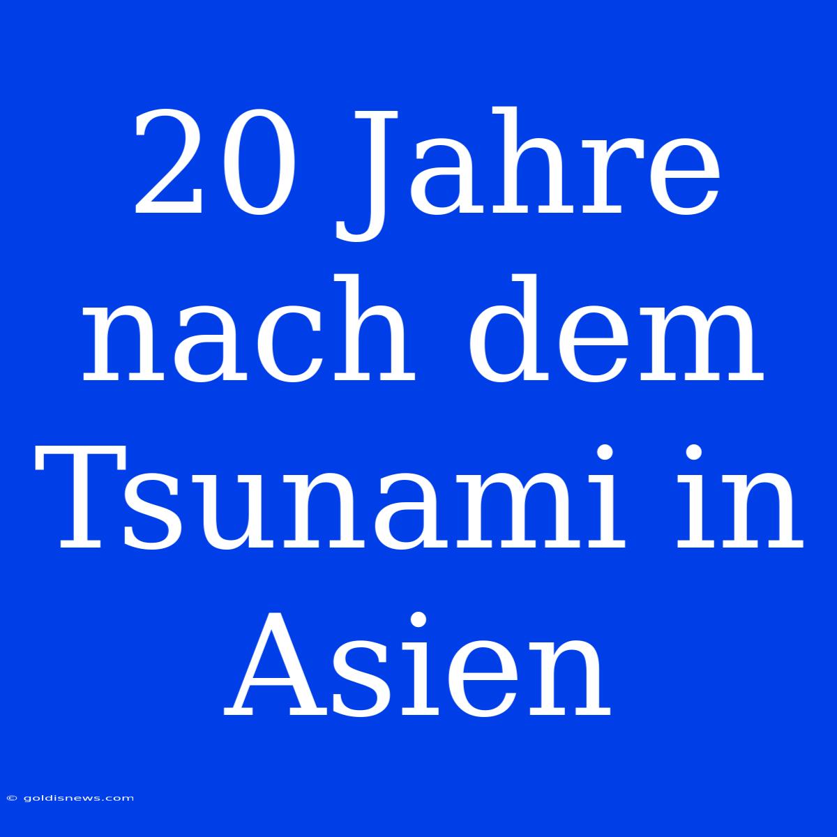 20 Jahre Nach Dem Tsunami In Asien