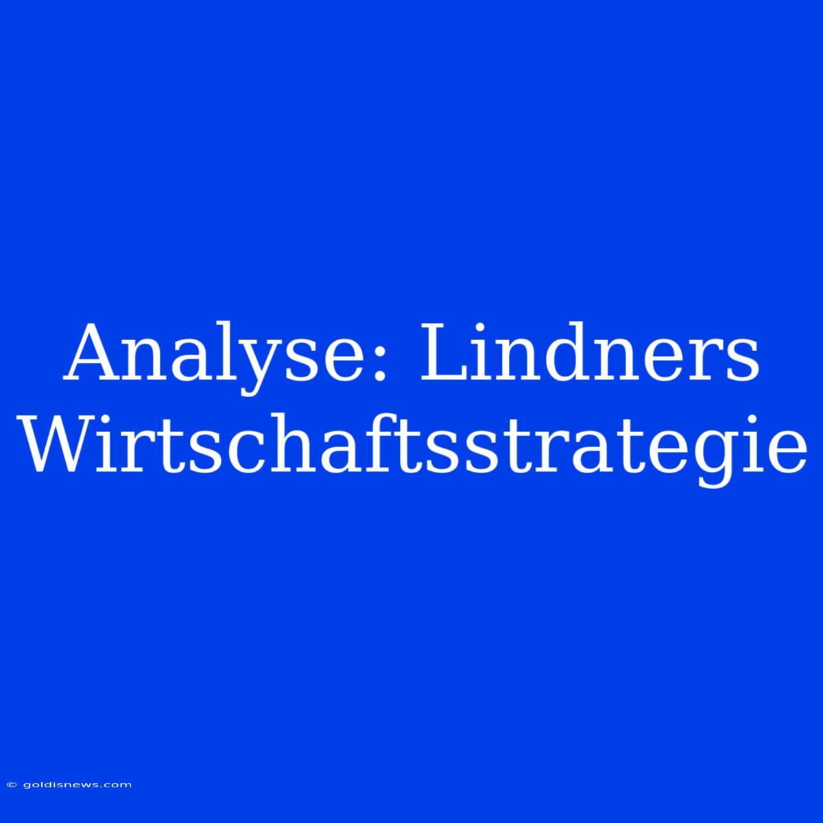 Analyse: Lindners Wirtschaftsstrategie