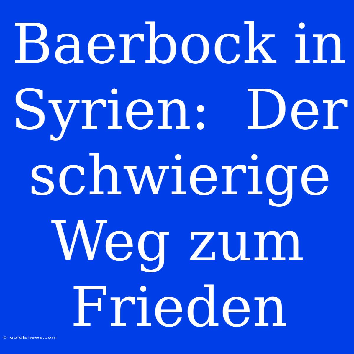 Baerbock In Syrien:  Der Schwierige Weg Zum Frieden