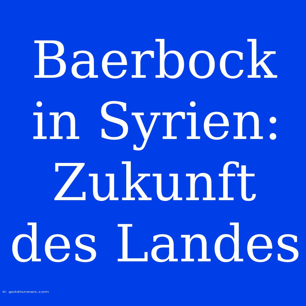 Baerbock In Syrien:  Zukunft Des Landes