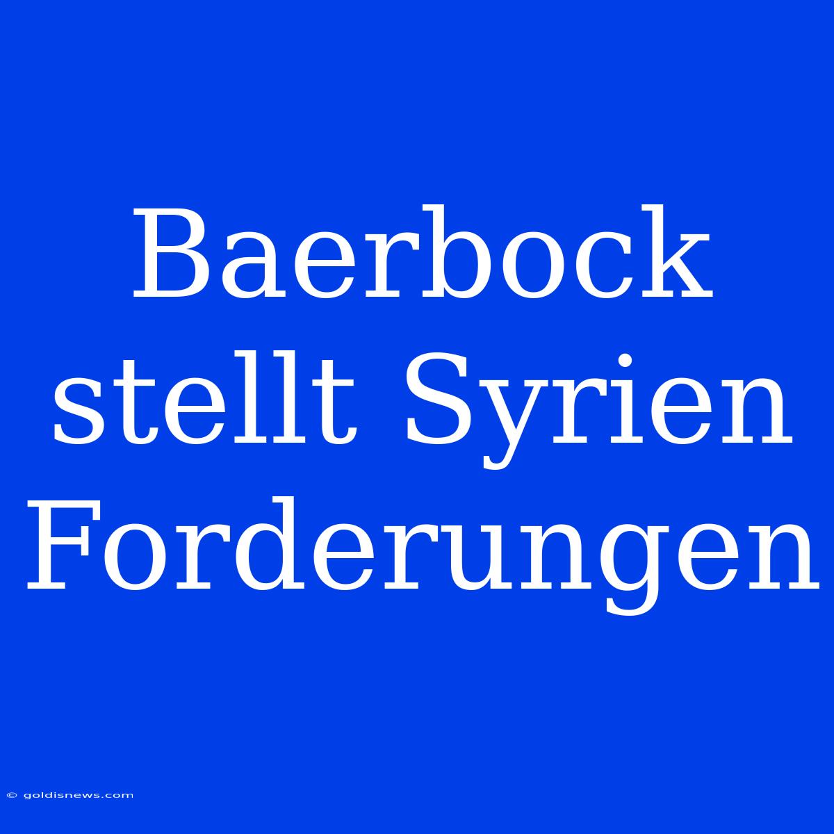 Baerbock Stellt Syrien Forderungen