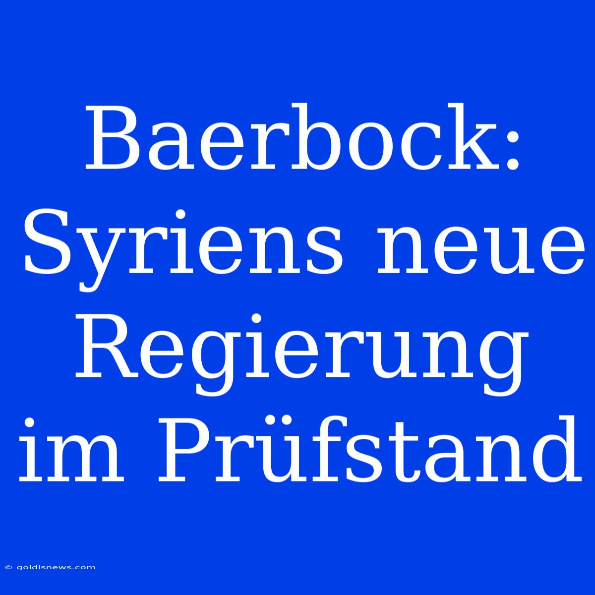 Baerbock:  Syriens Neue Regierung Im Prüfstand