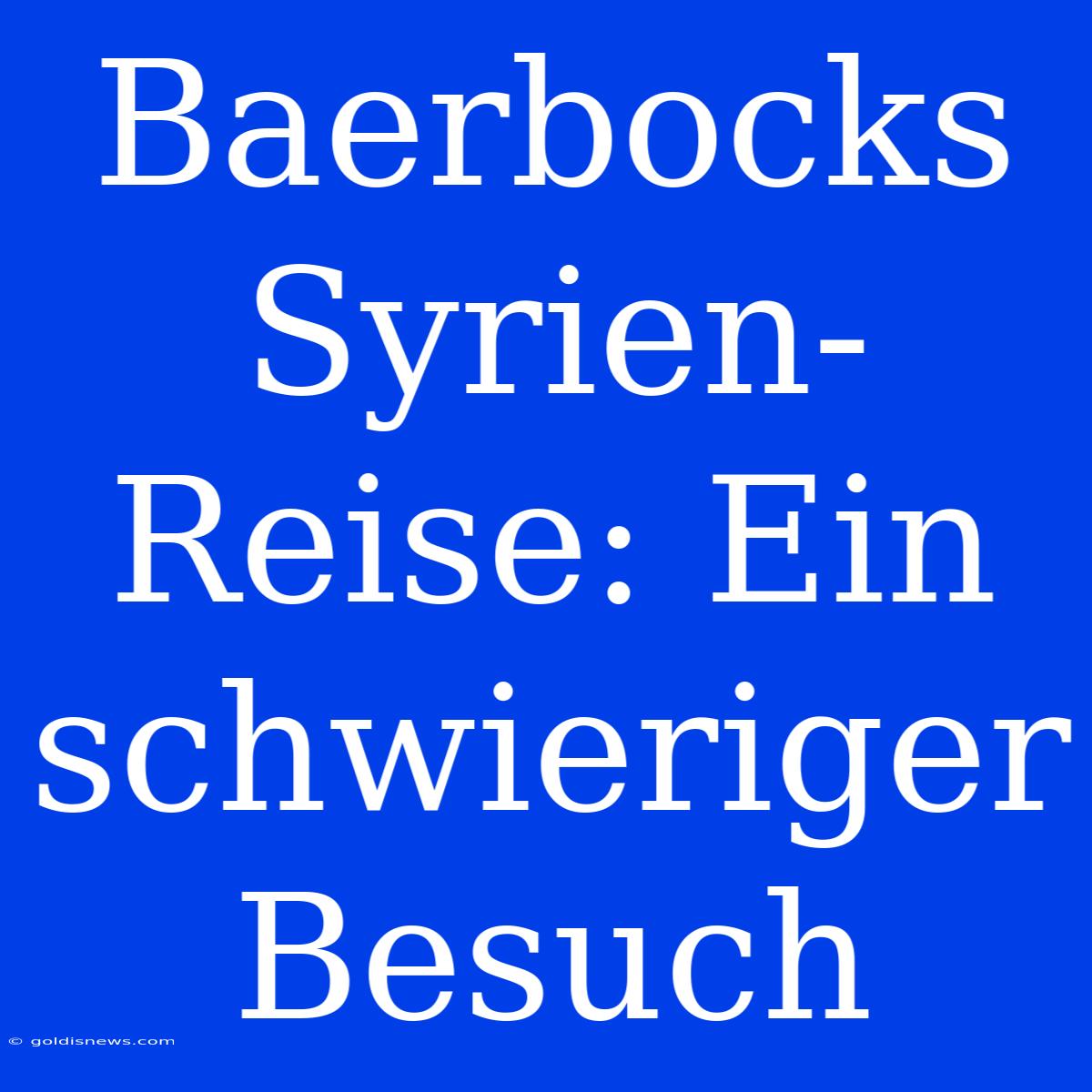 Baerbocks Syrien-Reise: Ein Schwieriger Besuch