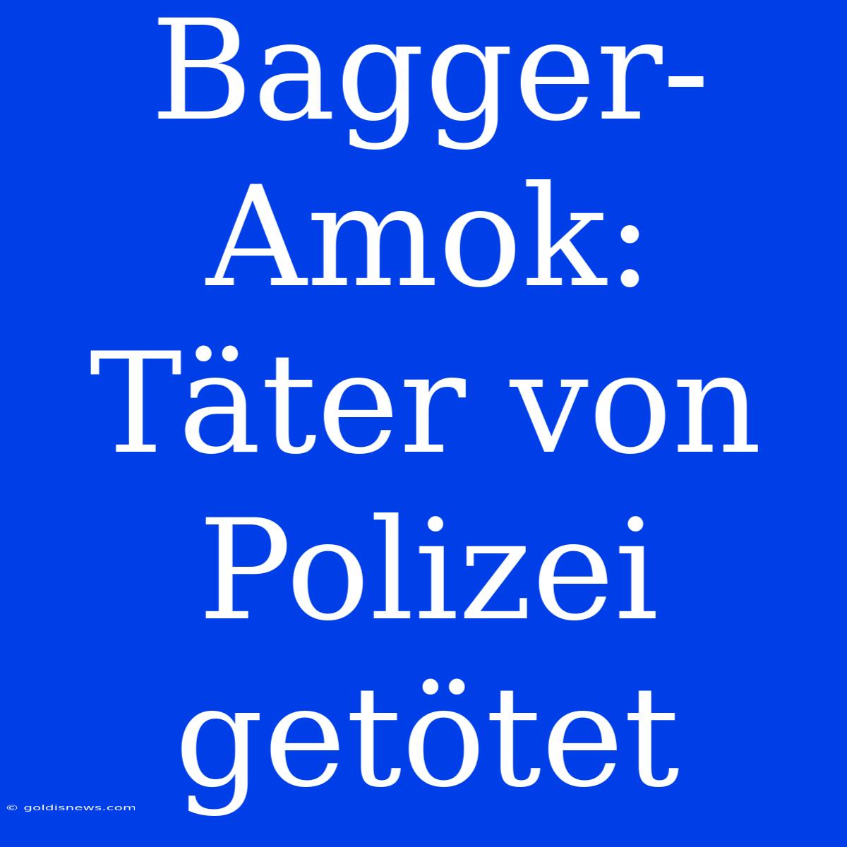 Bagger-Amok: Täter Von Polizei Getötet