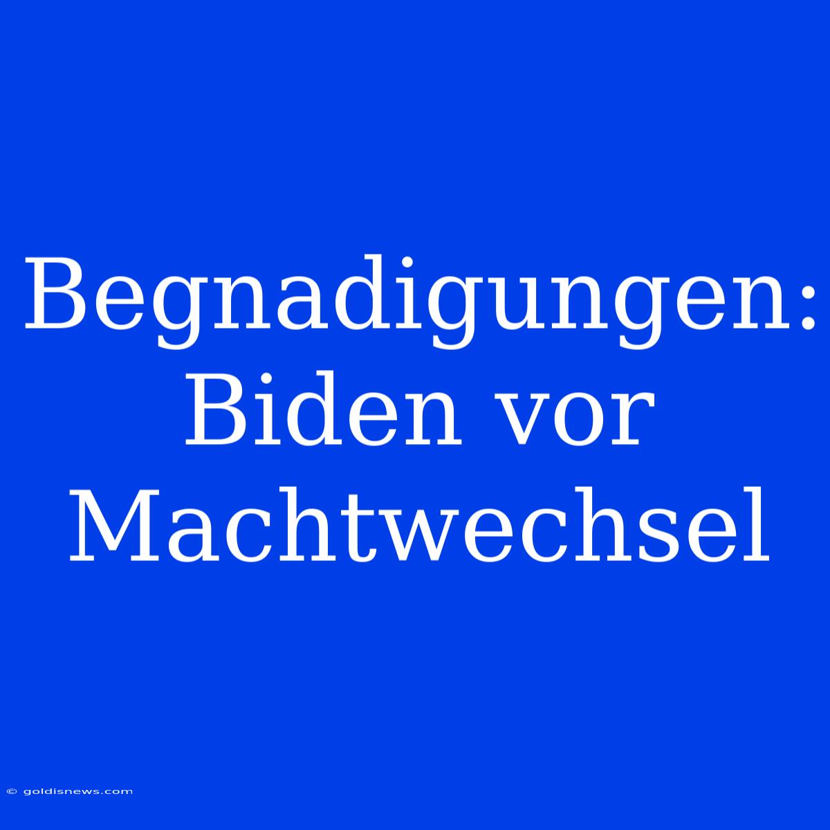 Begnadigungen: Biden Vor Machtwechsel