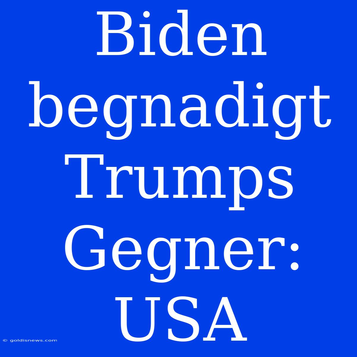 Biden Begnadigt Trumps Gegner: USA