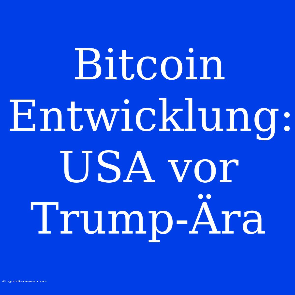 Bitcoin Entwicklung: USA Vor Trump-Ära