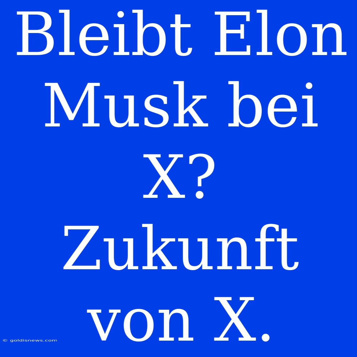 Bleibt Elon Musk Bei X?  Zukunft Von X.