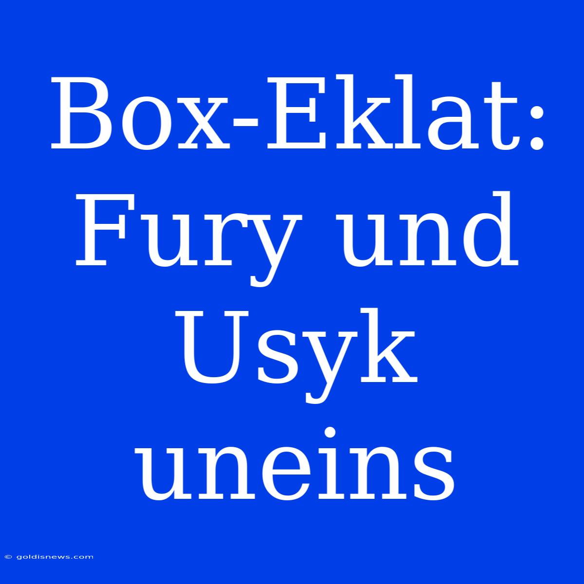 Box-Eklat: Fury Und Usyk Uneins