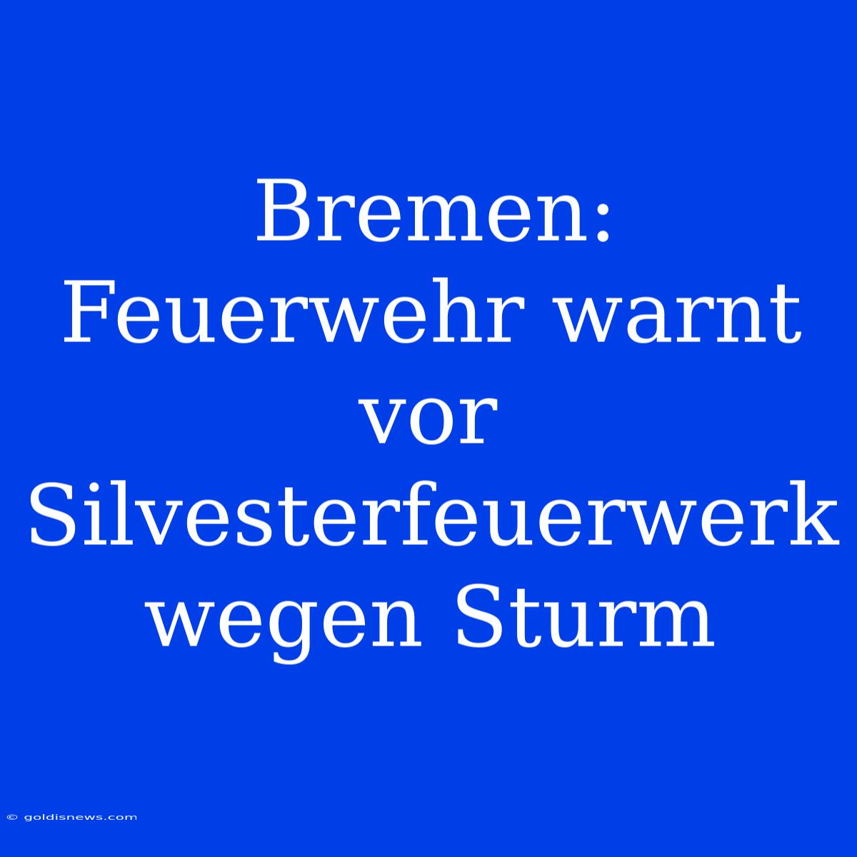 Bremen: Feuerwehr Warnt Vor Silvesterfeuerwerk Wegen Sturm