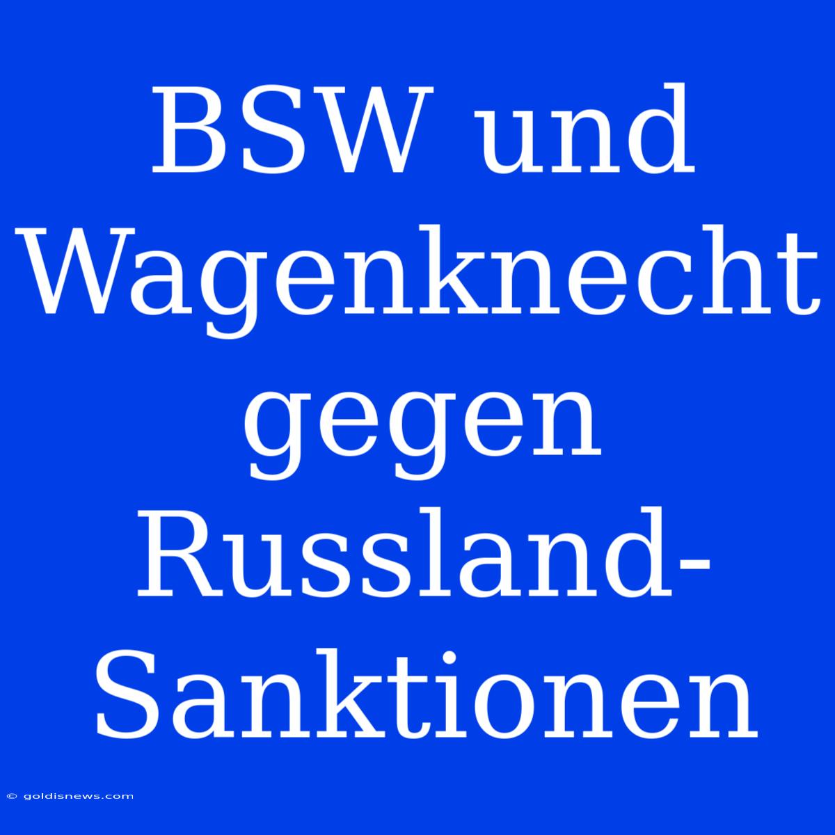 BSW Und Wagenknecht Gegen Russland-Sanktionen