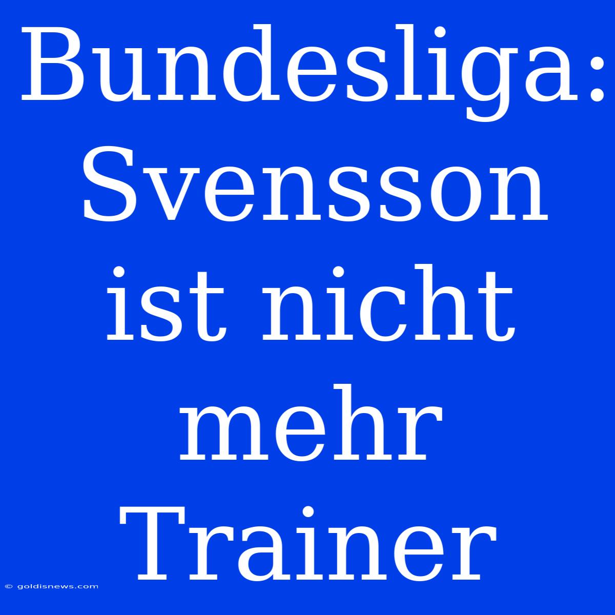 Bundesliga:  Svensson Ist Nicht Mehr Trainer