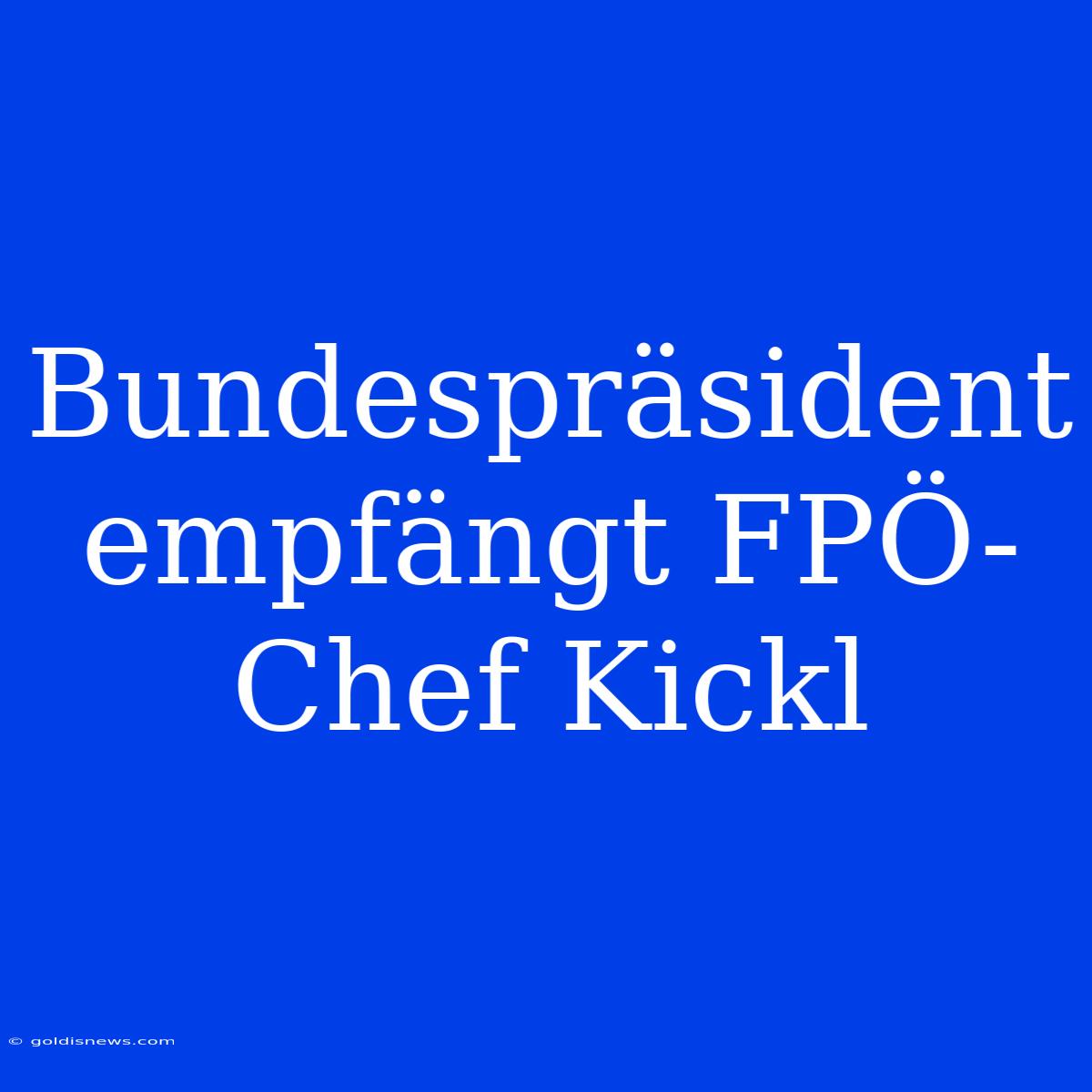 Bundespräsident Empfängt FPÖ-Chef Kickl