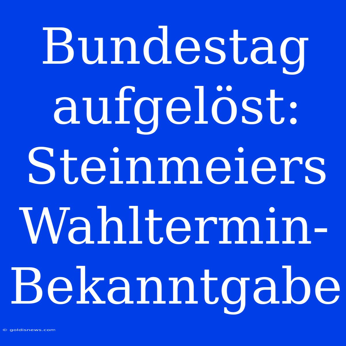 Bundestag Aufgelöst: Steinmeiers Wahltermin-Bekanntgabe