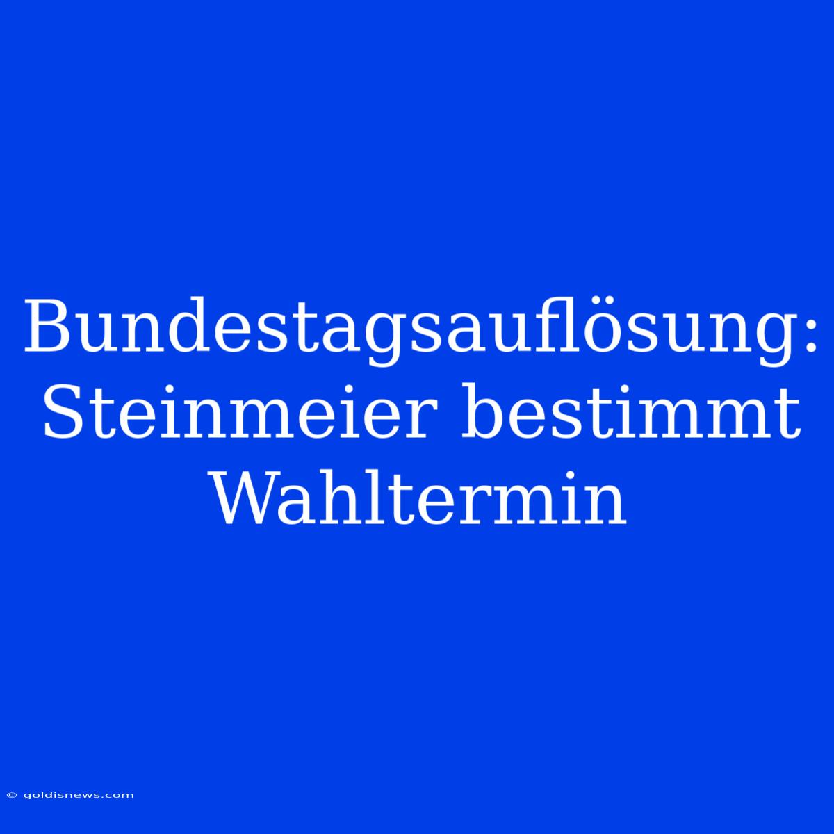 Bundestagsauflösung: Steinmeier Bestimmt Wahltermin