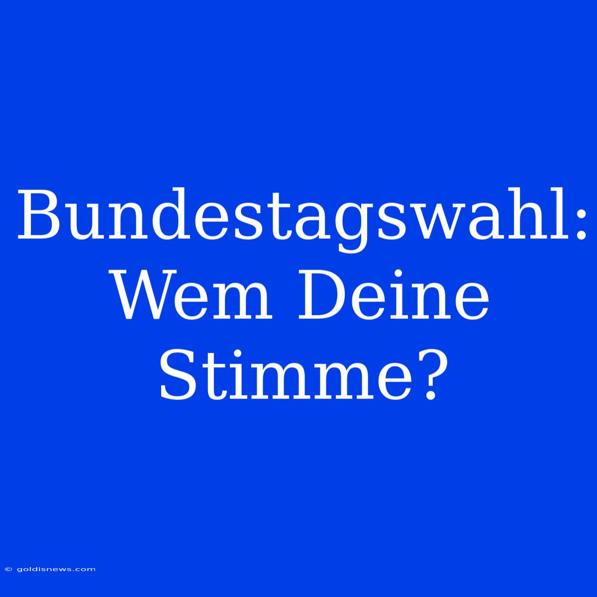 Bundestagswahl: Wem Deine Stimme?