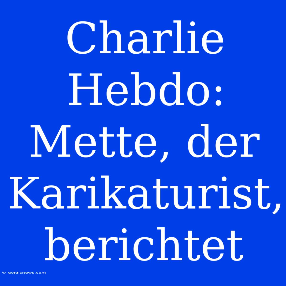 Charlie Hebdo:  Mette, Der Karikaturist, Berichtet