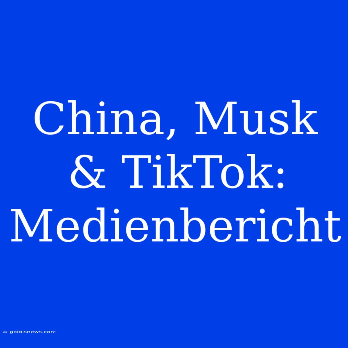 China, Musk & TikTok: Medienbericht