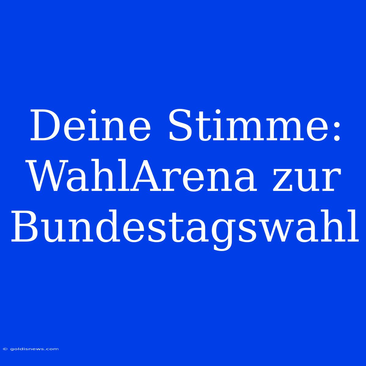 Deine Stimme: WahlArena Zur Bundestagswahl