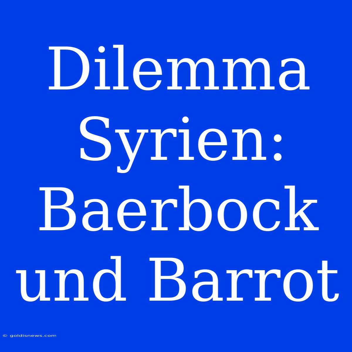 Dilemma Syrien:  Baerbock Und Barrot