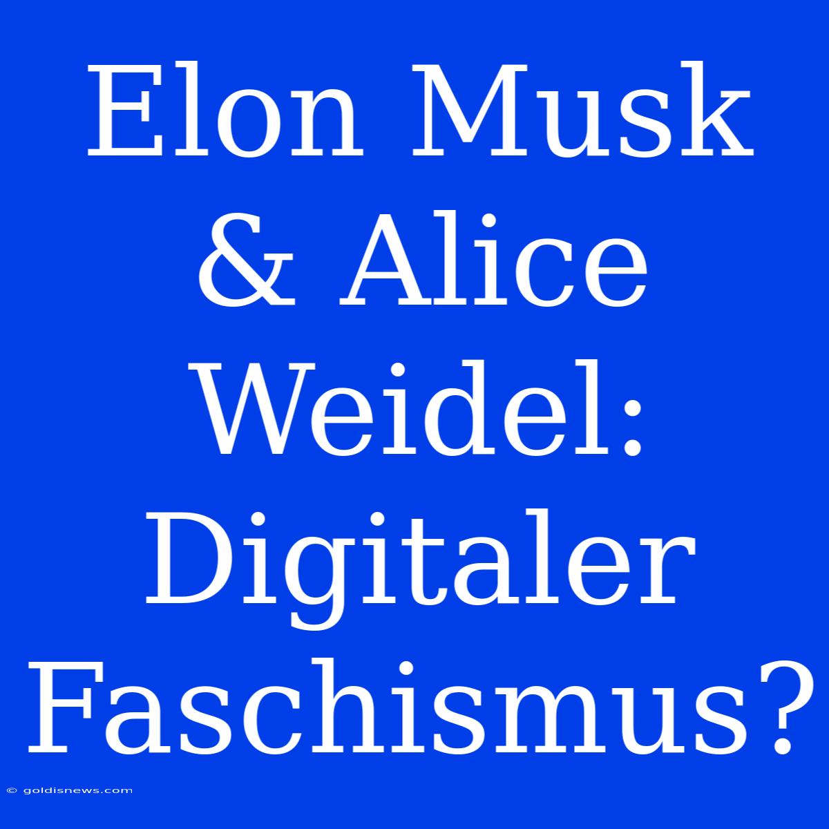 Elon Musk & Alice Weidel: Digitaler Faschismus?