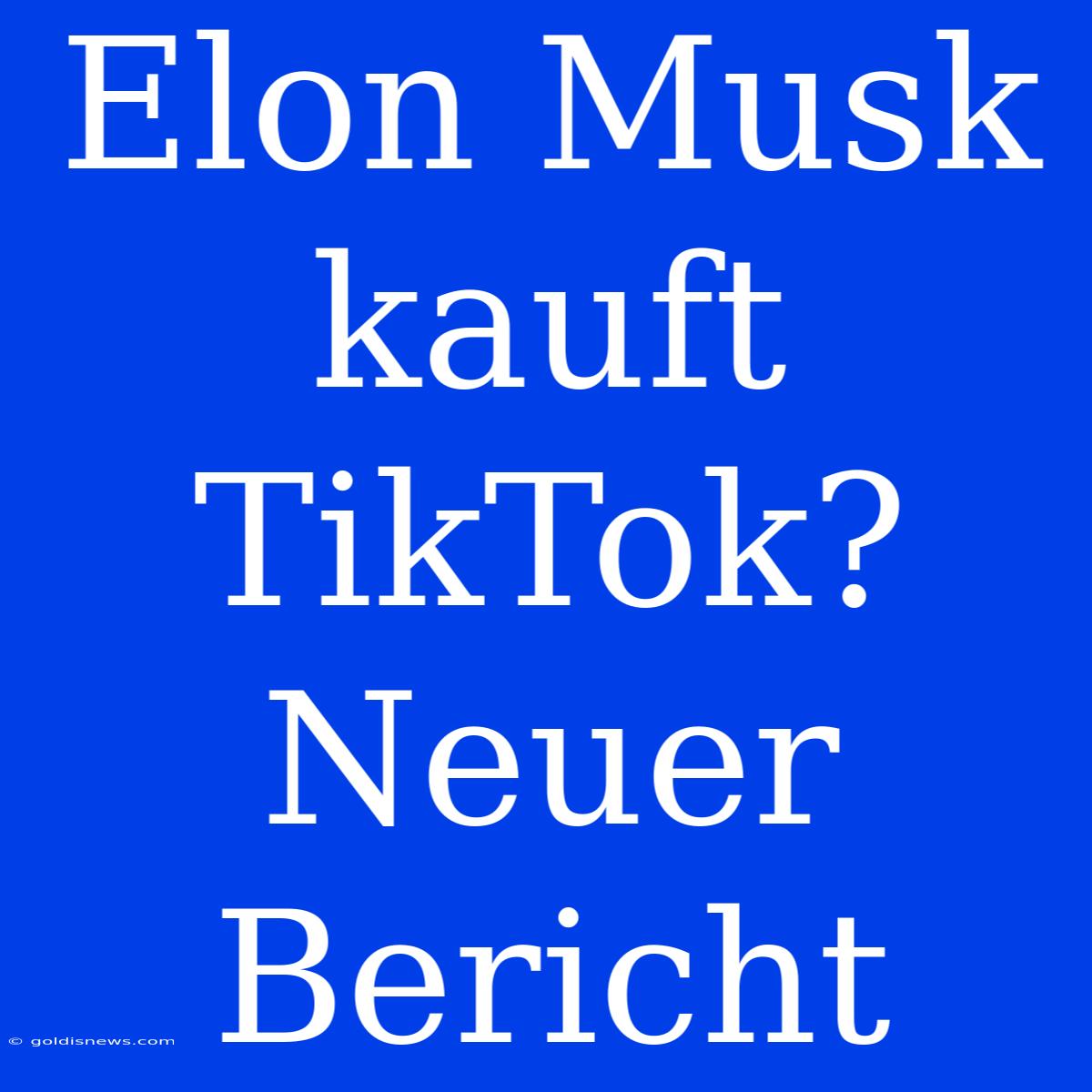 Elon Musk Kauft TikTok? Neuer Bericht