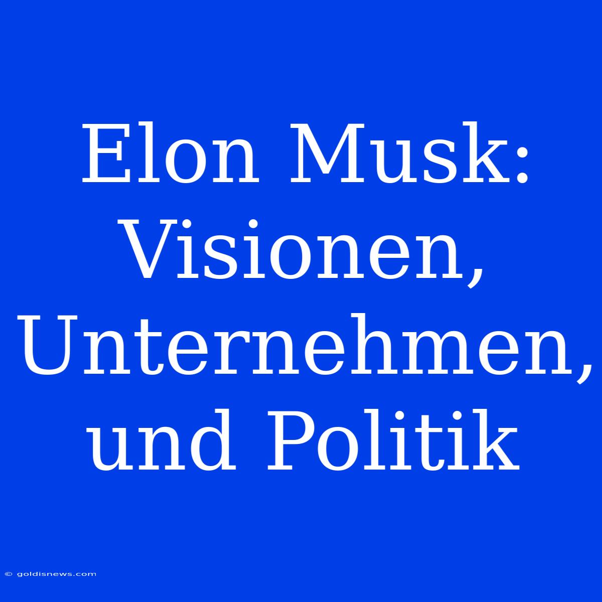 Elon Musk:  Visionen, Unternehmen, Und Politik