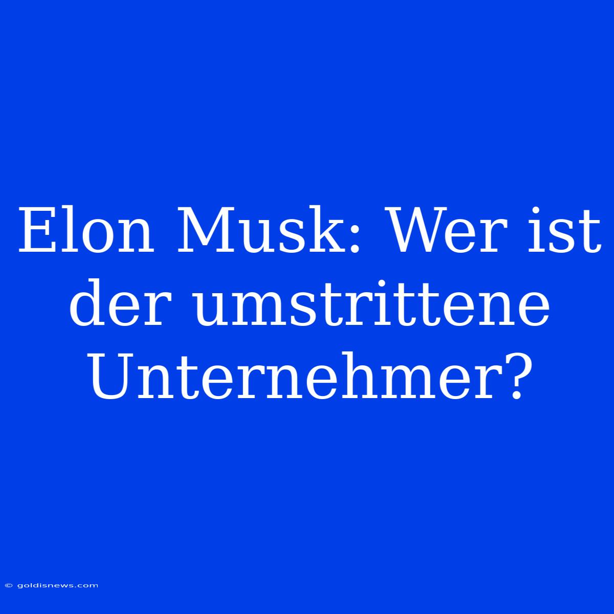 Elon Musk: Wer Ist Der Umstrittene Unternehmer?