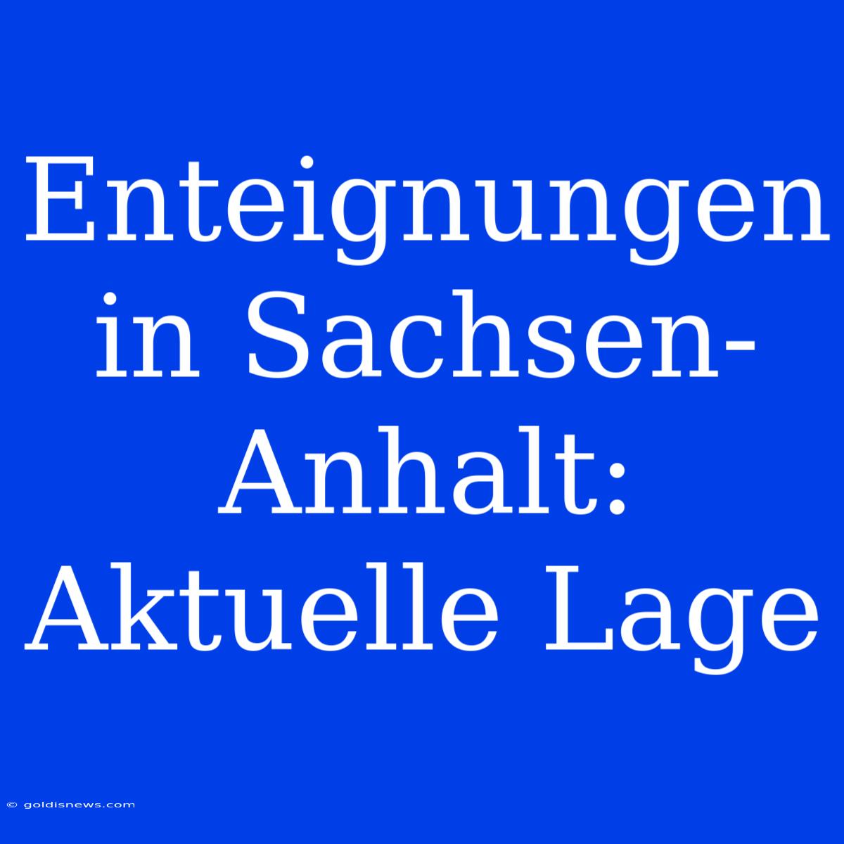 Enteignungen In Sachsen-Anhalt: Aktuelle Lage