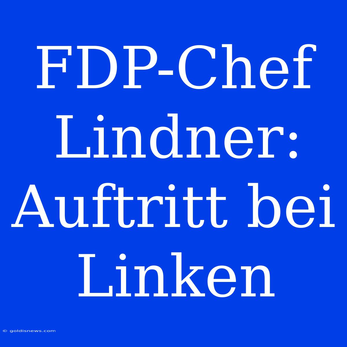 FDP-Chef Lindner: Auftritt Bei Linken