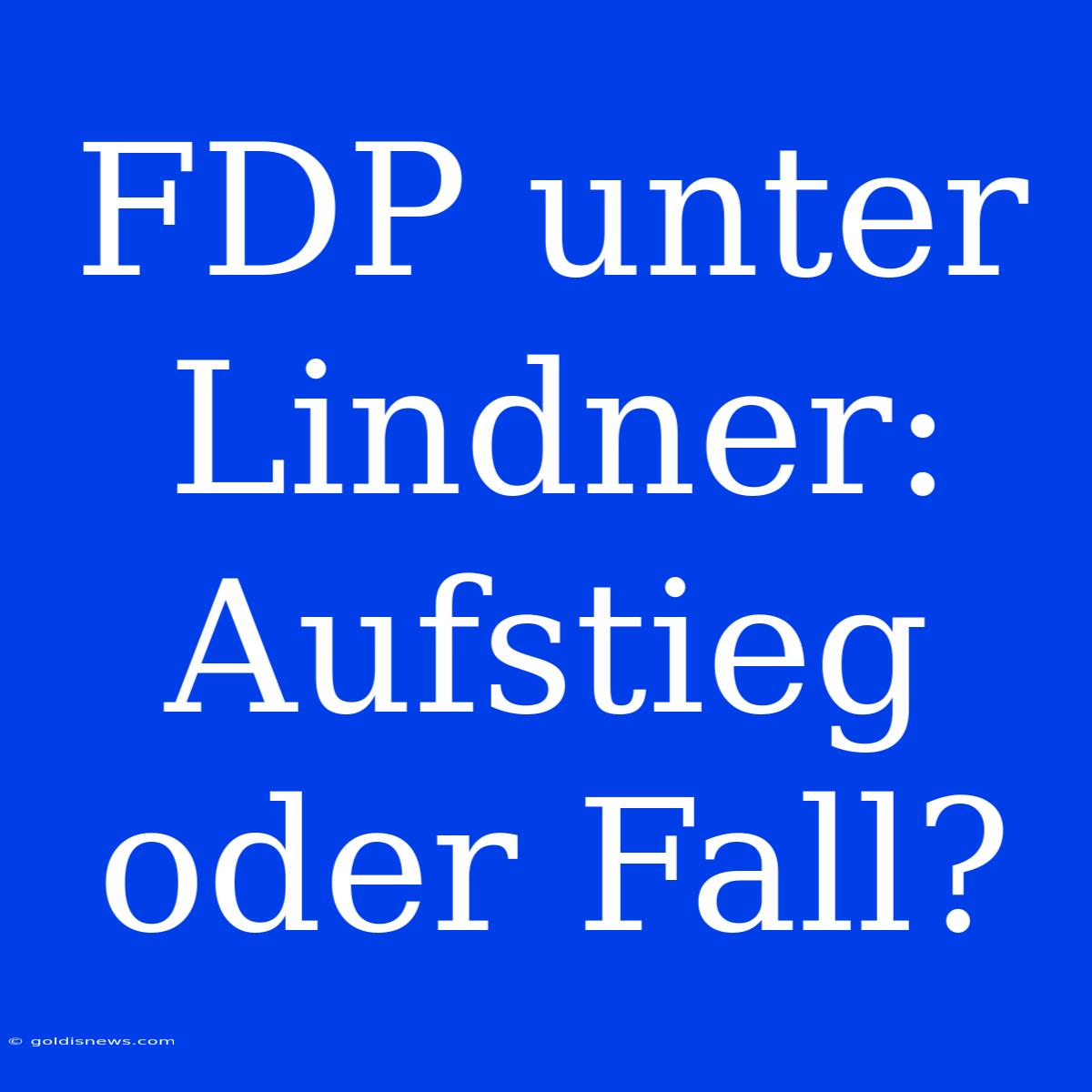 FDP Unter Lindner: Aufstieg Oder Fall?