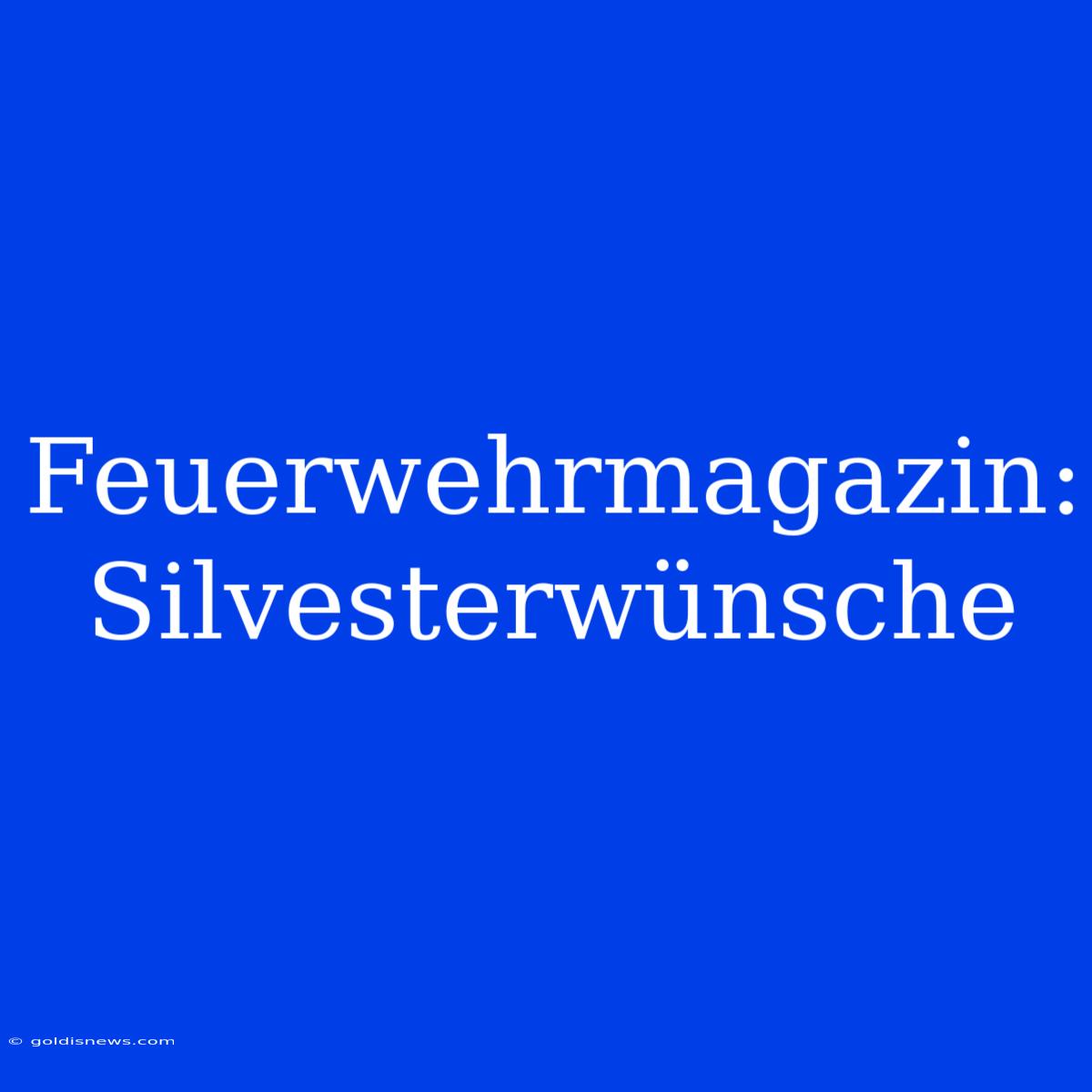 Feuerwehrmagazin: Silvesterwünsche