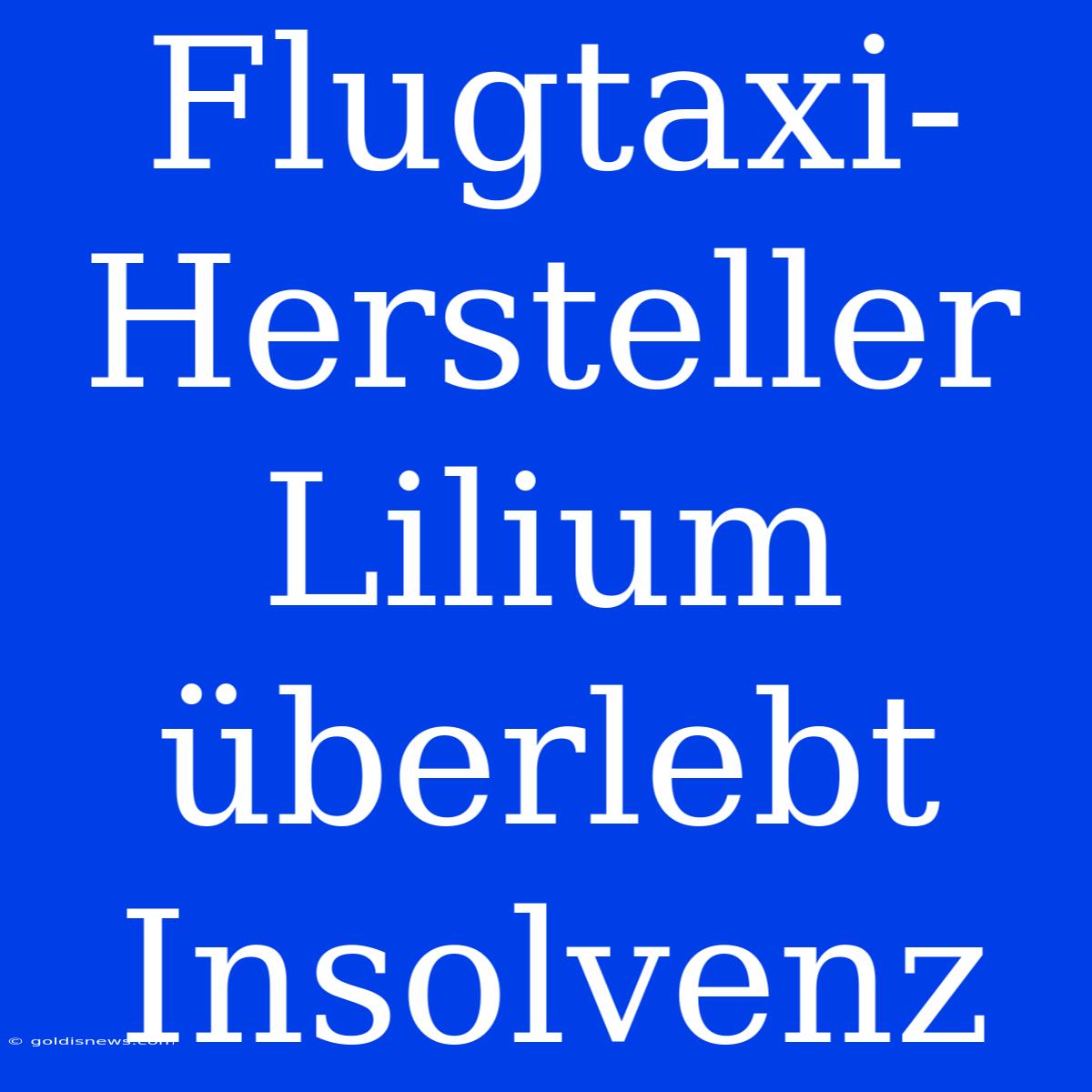 Flugtaxi-Hersteller Lilium Überlebt Insolvenz