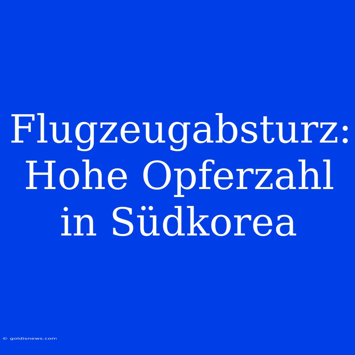 Flugzeugabsturz:  Hohe Opferzahl In Südkorea