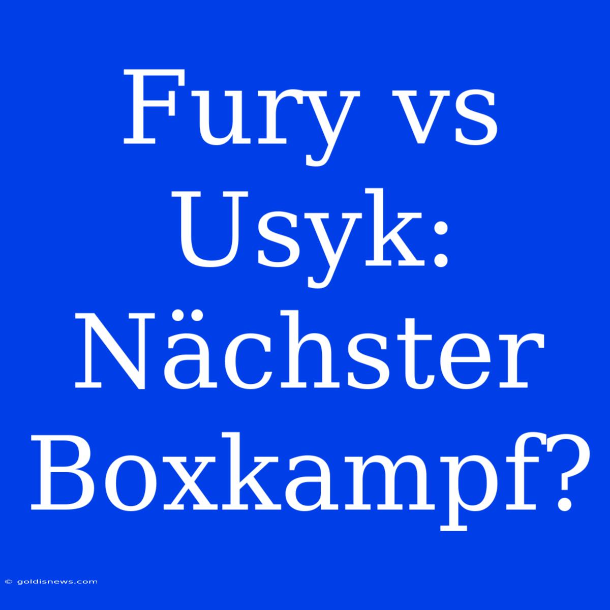 Fury Vs Usyk: Nächster Boxkampf?