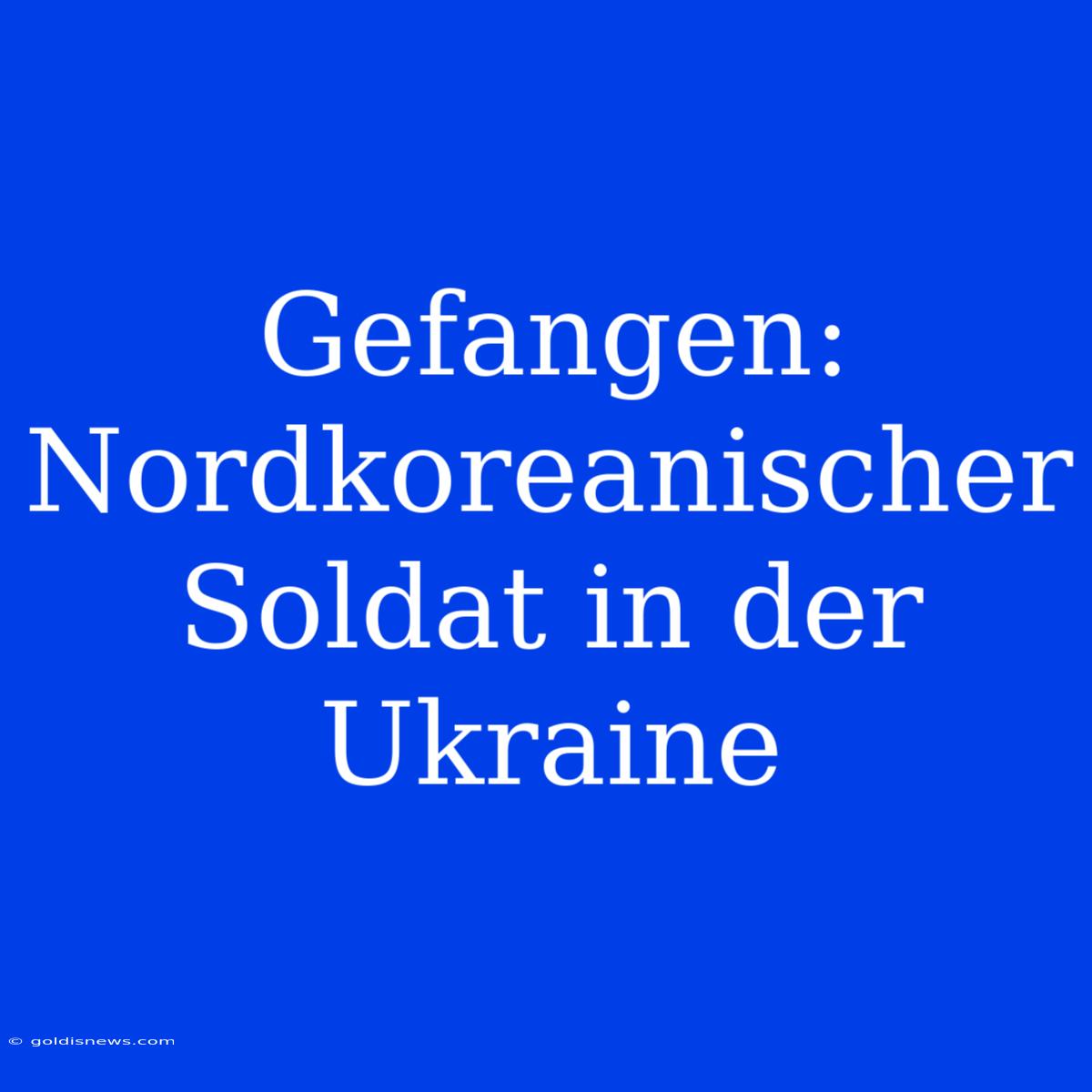 Gefangen: Nordkoreanischer Soldat In Der Ukraine