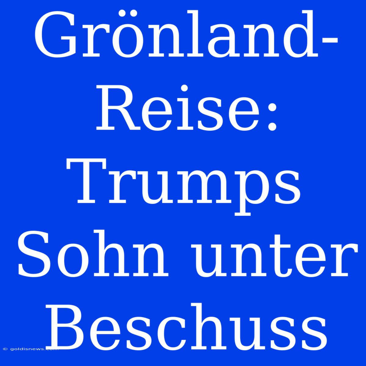 Grönland-Reise: Trumps Sohn Unter Beschuss