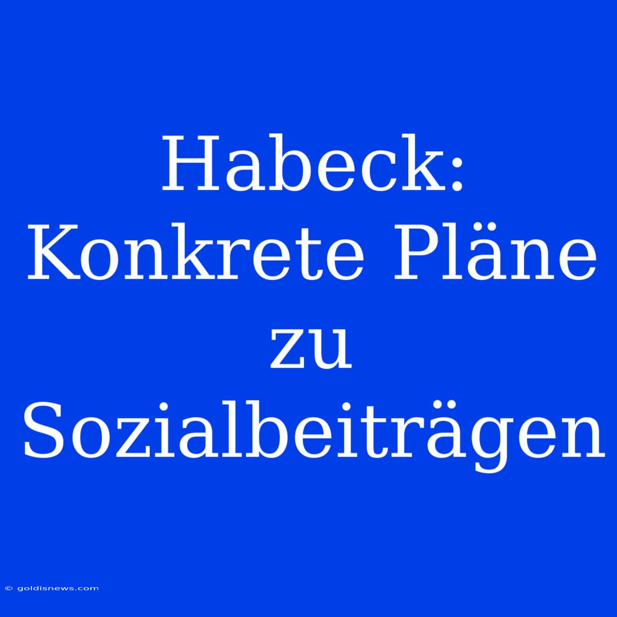 Habeck: Konkrete Pläne Zu Sozialbeiträgen