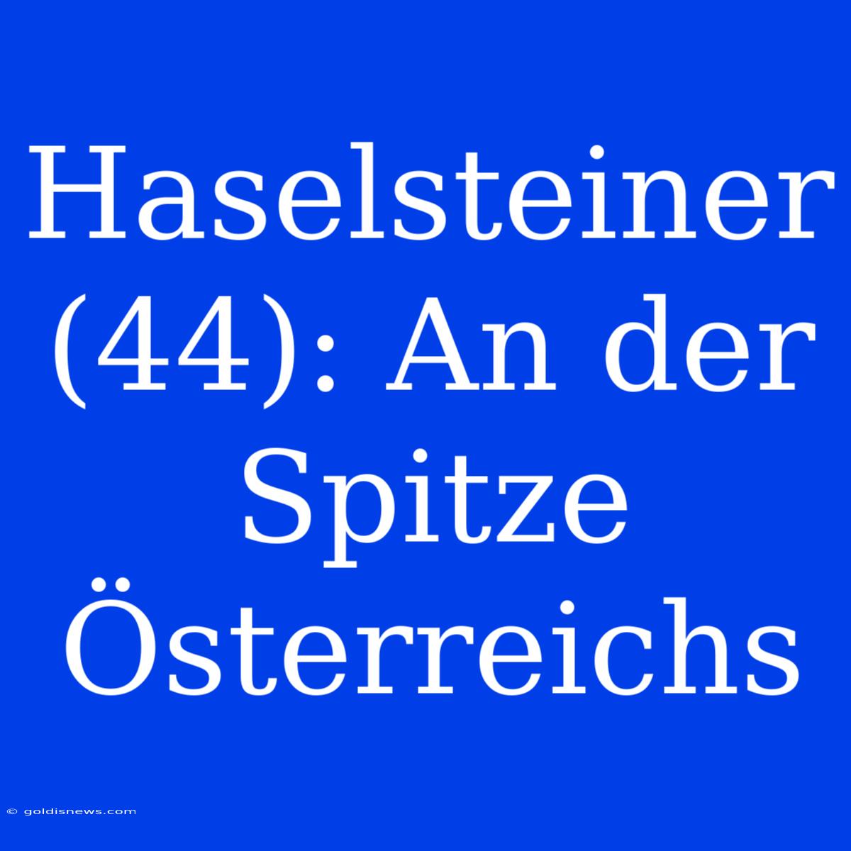 Haselsteiner (44): An Der Spitze Österreichs