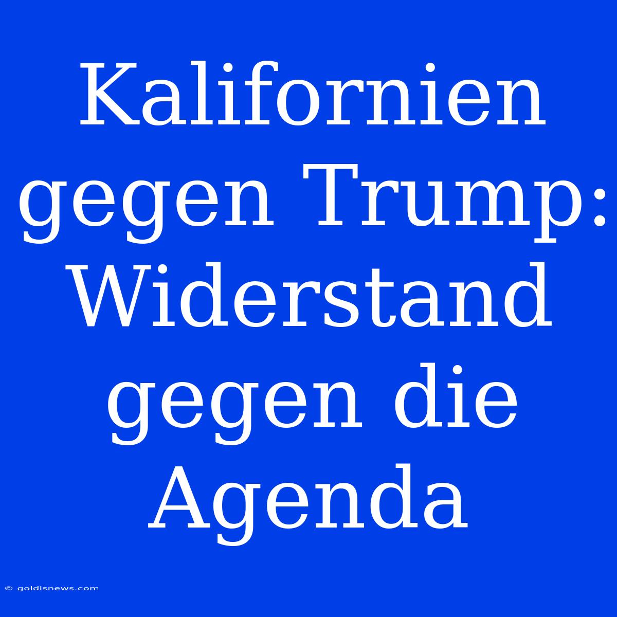 Kalifornien Gegen Trump: Widerstand Gegen Die Agenda