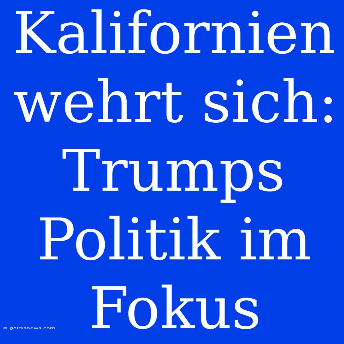 Kalifornien Wehrt Sich: Trumps Politik Im Fokus