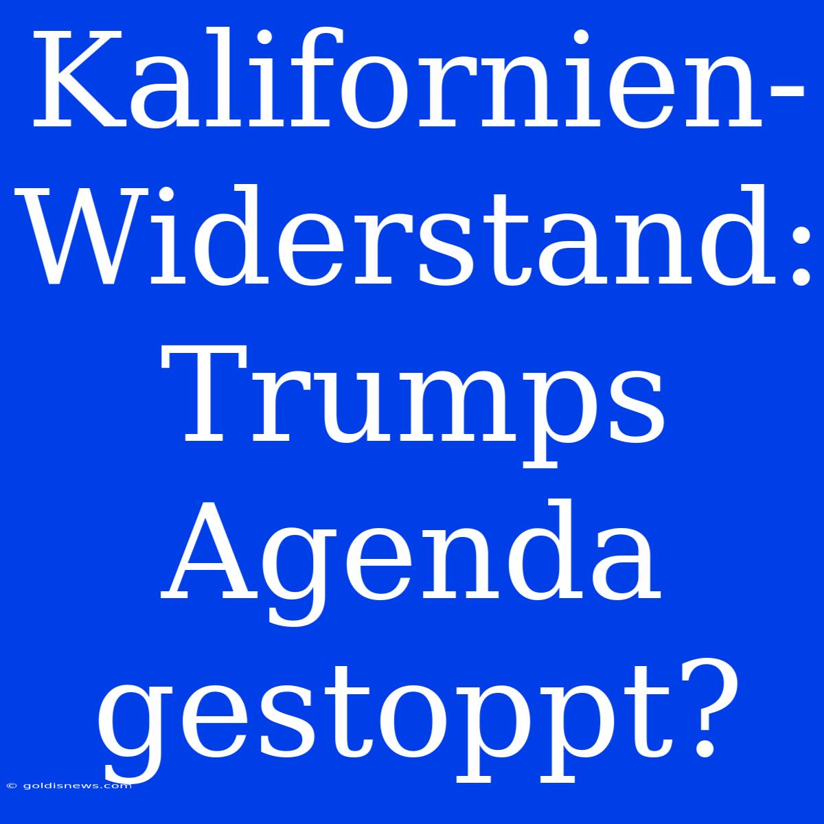 Kalifornien-Widerstand: Trumps Agenda Gestoppt?