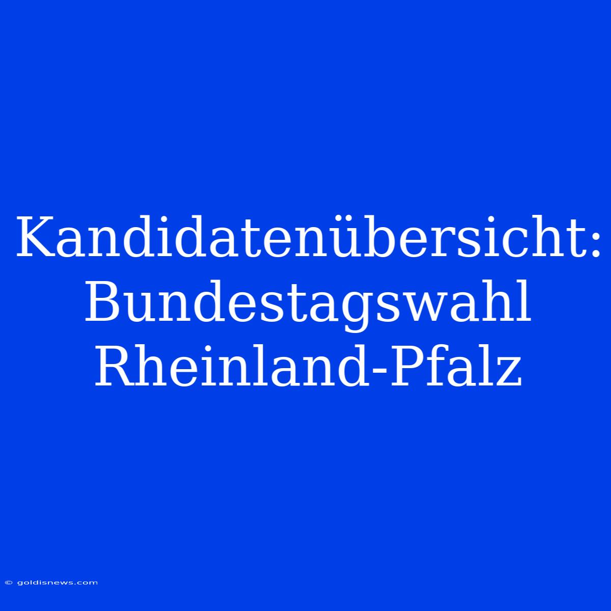 Kandidatenübersicht: Bundestagswahl Rheinland-Pfalz