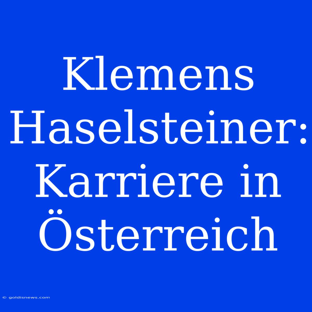 Klemens Haselsteiner: Karriere In Österreich