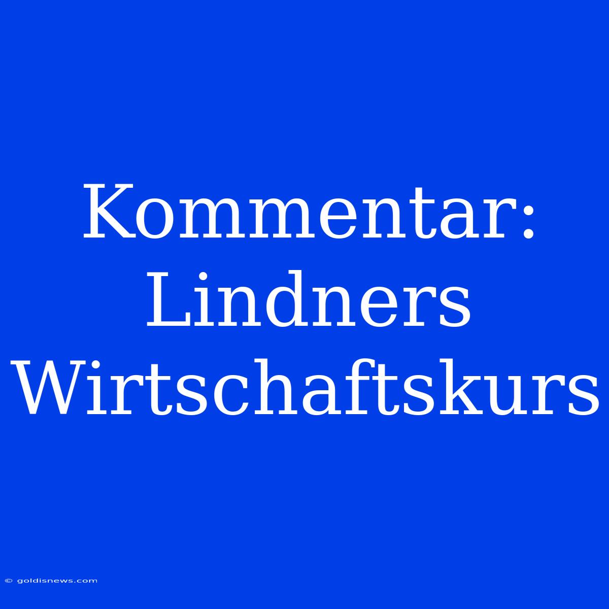 Kommentar: Lindners Wirtschaftskurs