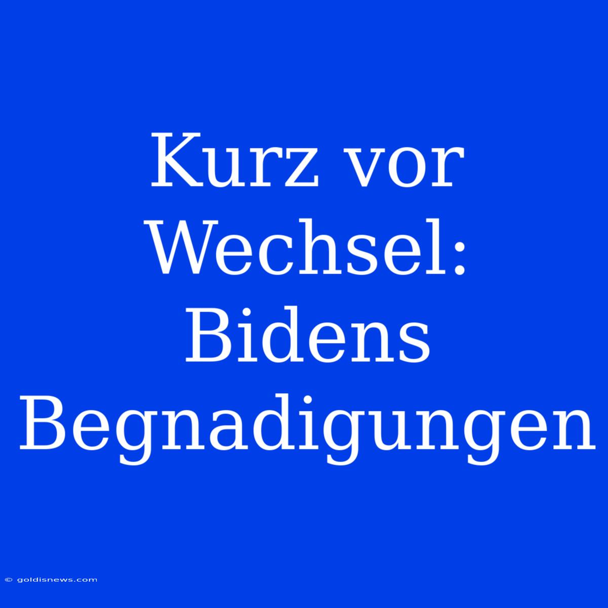 Kurz Vor Wechsel: Bidens Begnadigungen