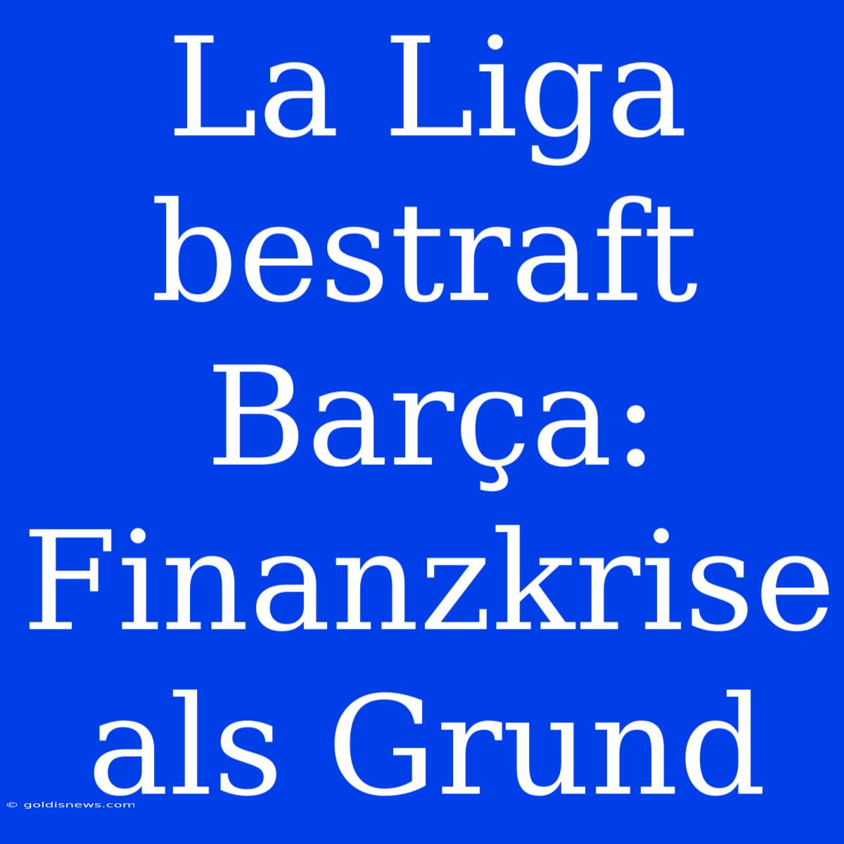 La Liga Bestraft Barça: Finanzkrise Als Grund