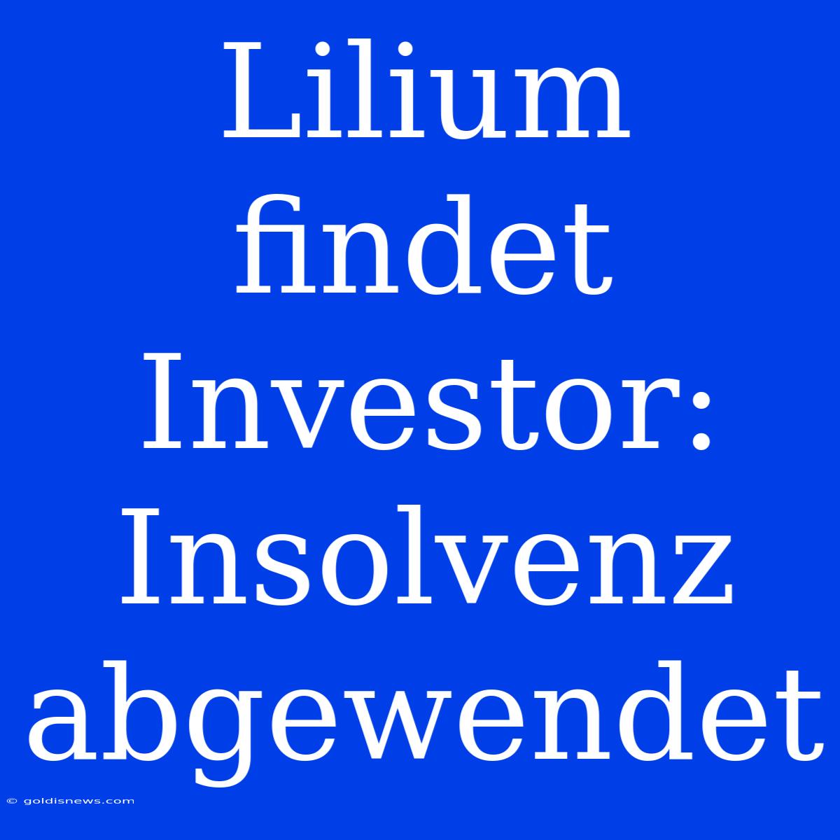 Lilium Findet Investor: Insolvenz Abgewendet