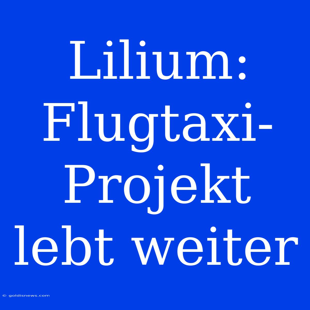 Lilium: Flugtaxi-Projekt Lebt Weiter